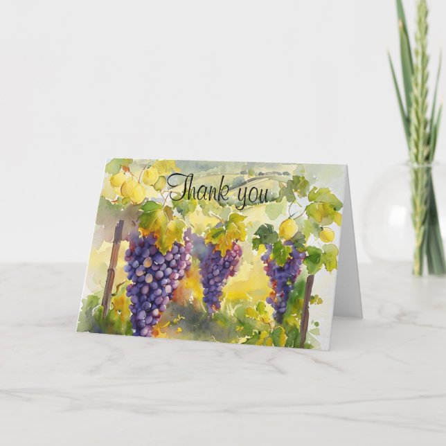Rustic Vineyard Grapes Lemons Italy Wedding   Thank You Card (Front)