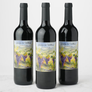 Rustic Vineyard Grapes Lemons Italy Wedding Wine Label