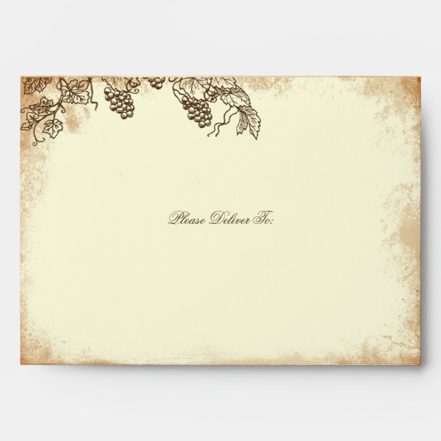 Rustic Vineyard Wedding - A7 Envelope - Brown (Front)