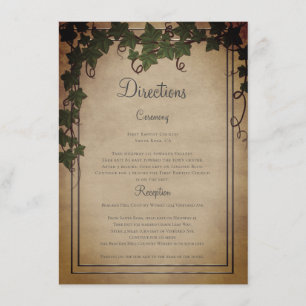 Rustic Vineyard Wedding Ceremony Directions Enclosure Card
