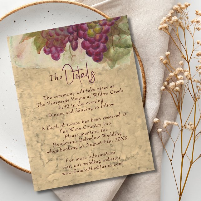 Rustic Vineyard Wedding Details Enclosure Card (Creator Uploaded)