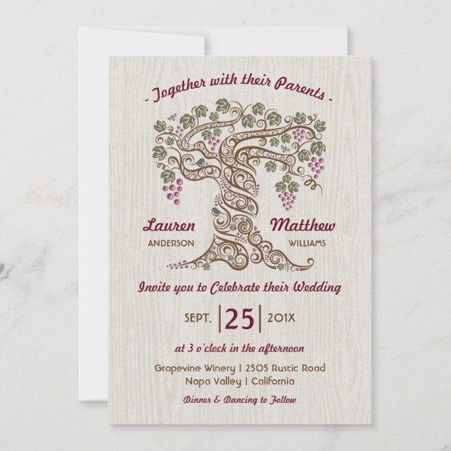 Rustic Vineyard Wedding Invitation (Front)