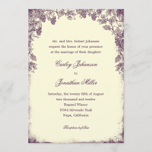 Rustic Vineyard Wedding Invitation - Purple