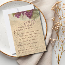 Rustic Vineyard Wedding Meal Choice RSVP