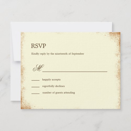 Rustic Vineyard Wedding RSVP Card - Brown