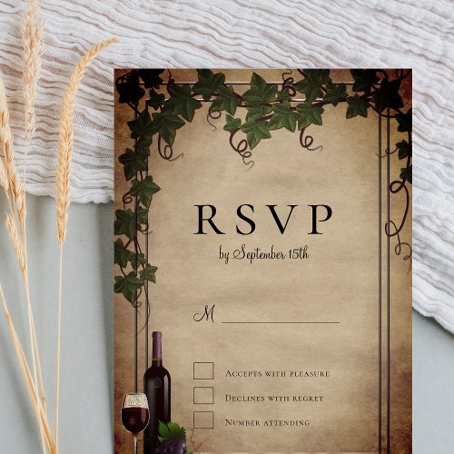 Rustic Vineyard Wedding RSVP  Invitation