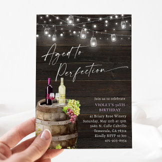 Rustic Vineyard Wine Birthday, Aged To Perfection Invitation