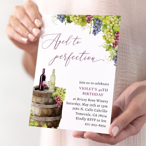 Rustic Vineyard Wine Birthday Aged To Perfection Invitation