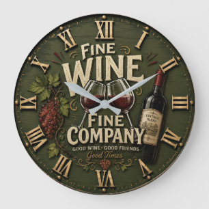 Rustic Vineyard Wine Lover Large Clock