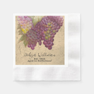 Rustic Vineyard Wine Themed Milestone Birthday Napkins