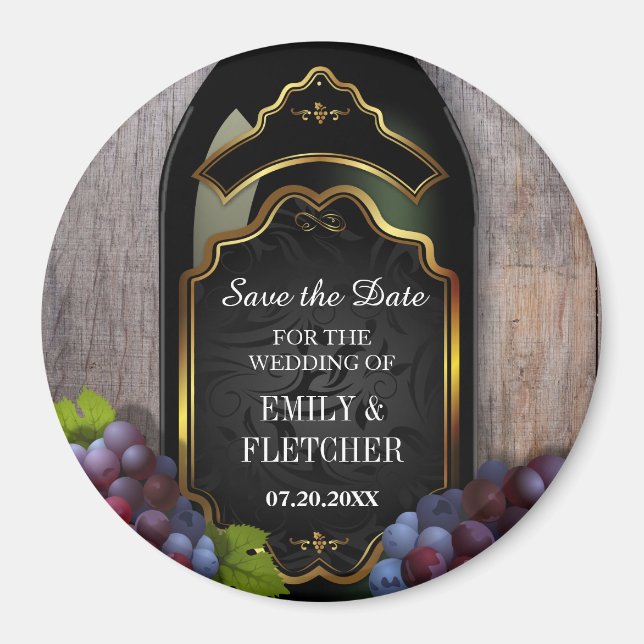 Rustic Vineyard Winery Save the Date Wedding Magnet (Front)