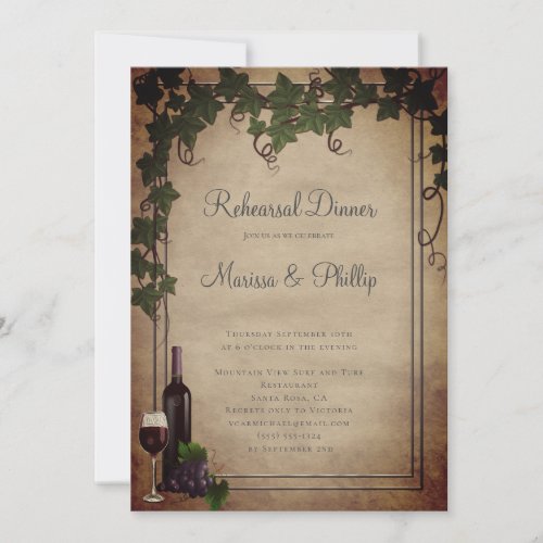 Rustic  Vineyard Winery Wedding Invitation