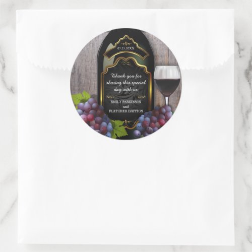 Rustic Vineyard Winery Wedding Thank You Favor Classic Round Sticker