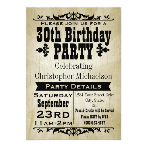 Vintage 30Th Birthday Invitations 2