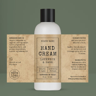 Rustic Vintage 4 OZ 120ml Cosmetic Bottle Label