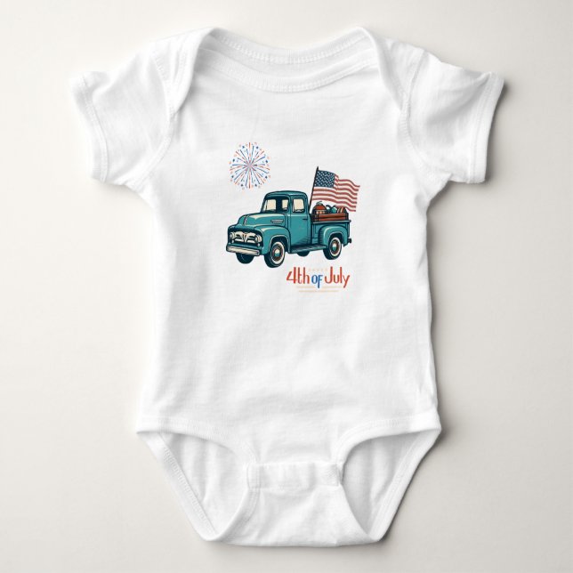 Rustic/vintage 4th of July  Baby Bodysuit (Front)