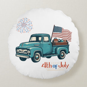 Rustic/vintage 4th of July Round Pillow
