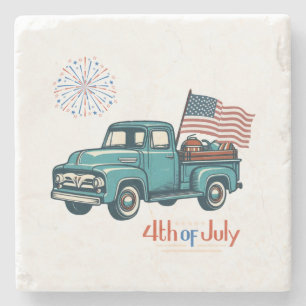 Rustic/vintage 4th of July Stone Coaster