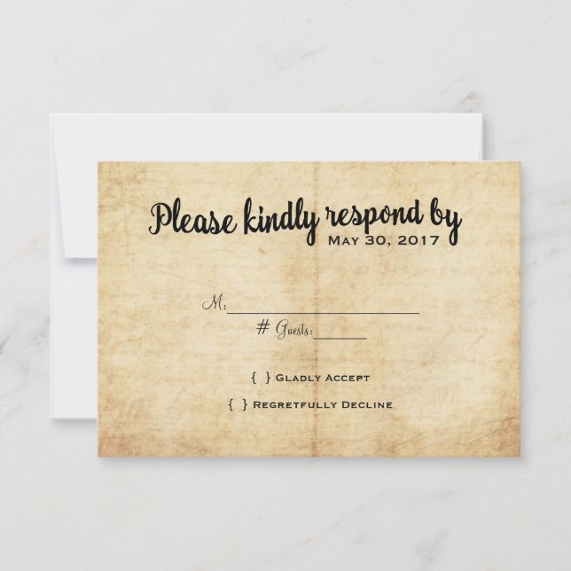 Rustic Vintage Adventure Wedding RSVP Card (Front)
