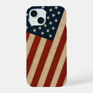Rustic Vintage American Flag Wood Texture Patrioti iPhone 15 Case