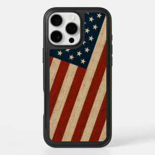Rustic Vintage American Flag Wood Texture Patrioti iPhone 16 Pro Max Case