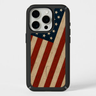 Rustic Vintage American Flag Wood Texture Patrioti iPhone 15 Pro Case