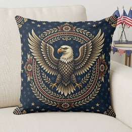 Rustic Vintage American Patriotic Bald Eagle Decor Throw Pillow