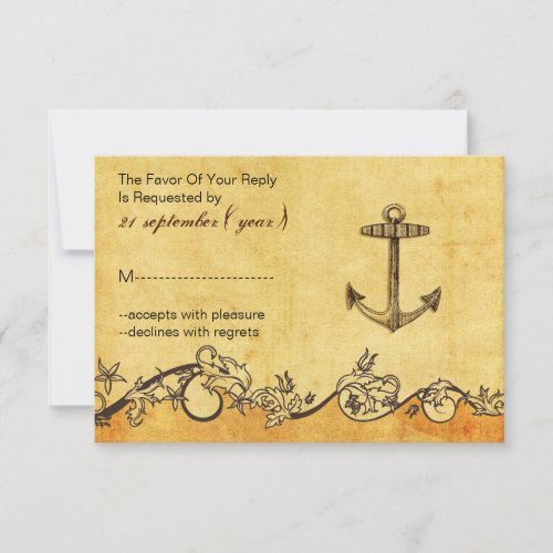 rustic vintageanchor nautica wedding rsvp 35 x 5