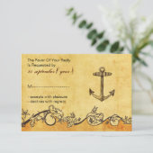 rustic vintage,anchor nautica wedding rsvp 3.5 x 5 (Standing Front)
