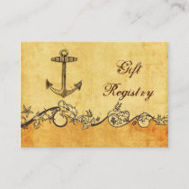 rustic, vintage ,anchor nautical Gift registry Enclosure Card