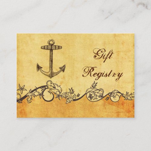 rustic vintage anchor nautical Gift registry Enclosure Card