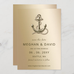 Rustic Vintage Anchor Nautical Save the Date Announcement