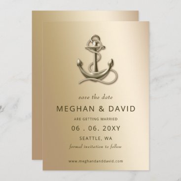 Rustic Vintage Anchor Nautical Save the Date  Announcement