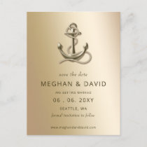 Rustic Vintage Anchor Nautical Save the Date Announcement Postcard