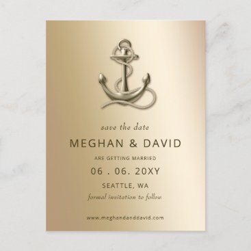 Rustic Vintage Anchor Nautical Save the Date Announcement Postcard