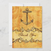 rustic, vintage ,anchor nautical thank you invitation