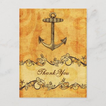 rustic, vintage ,anchor nautical thank you postcard