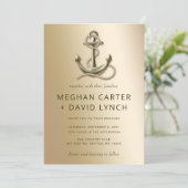 Rustic Vintage Anchor Nautical Wedding Invitation (Standing Front)