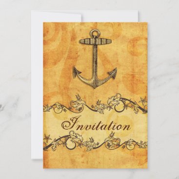 rustic, vintage ,anchor nautical wedding invites