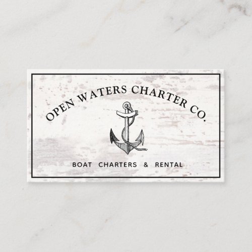 Rustic Vintage Anchor White Wood Business Card