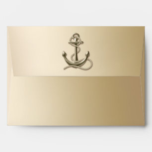Rustic Vintage Antique Anchor Nautical Wedding Envelope