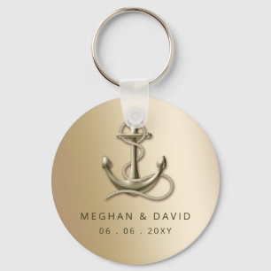 Rustic Vintage Antique Anchor Nautical Wedding Keychain
