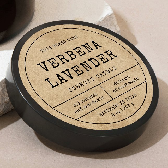 Rustic Vintage Apothecary Round Candle Jar Label (Rustic vintage round product stickers - great for candles and other fragrance products)