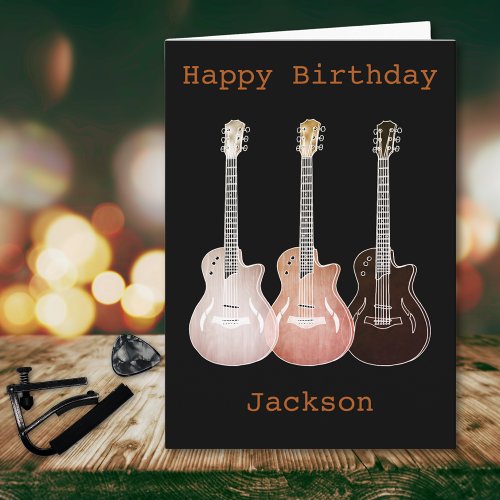 Rustic Vintage Art Music Guitar Add Name Jackson Card