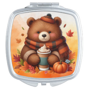 Rustic/vintage autumn bear compact mirror