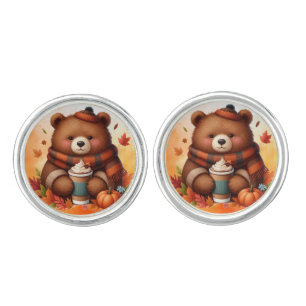 Rustic/vintage autumn bear cufflinks
