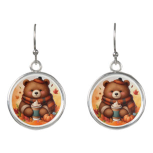 Rustic/vintage autumn bear earrings