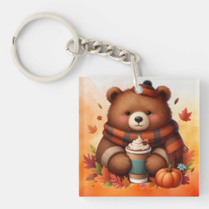 Rustic/vintage autumn bear keychain