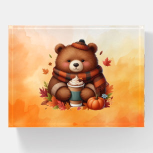 Rustic/vintage autumn bear paperweight