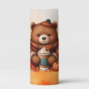 Rustic/vintage autumn bear pillar candle